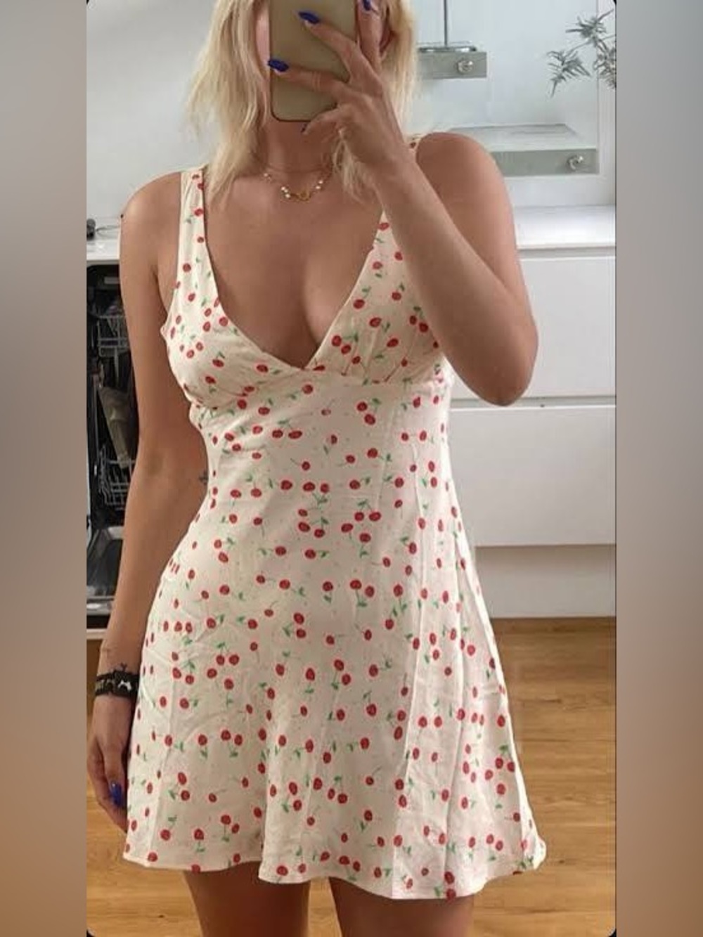 Zara Satin Cherry Mini Dress